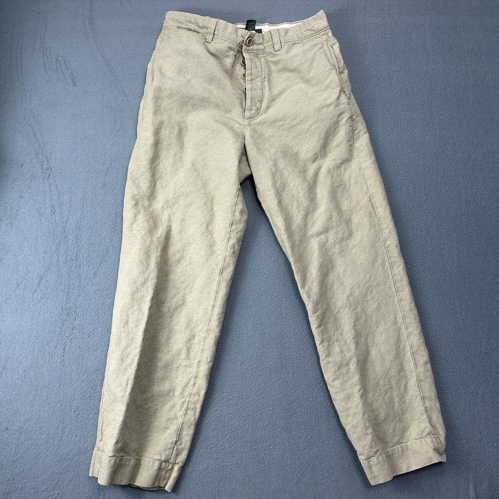 Banana Republic Linen Cotton Straight Leg Khaki Chino Pants Men's 32x32.5 Safari